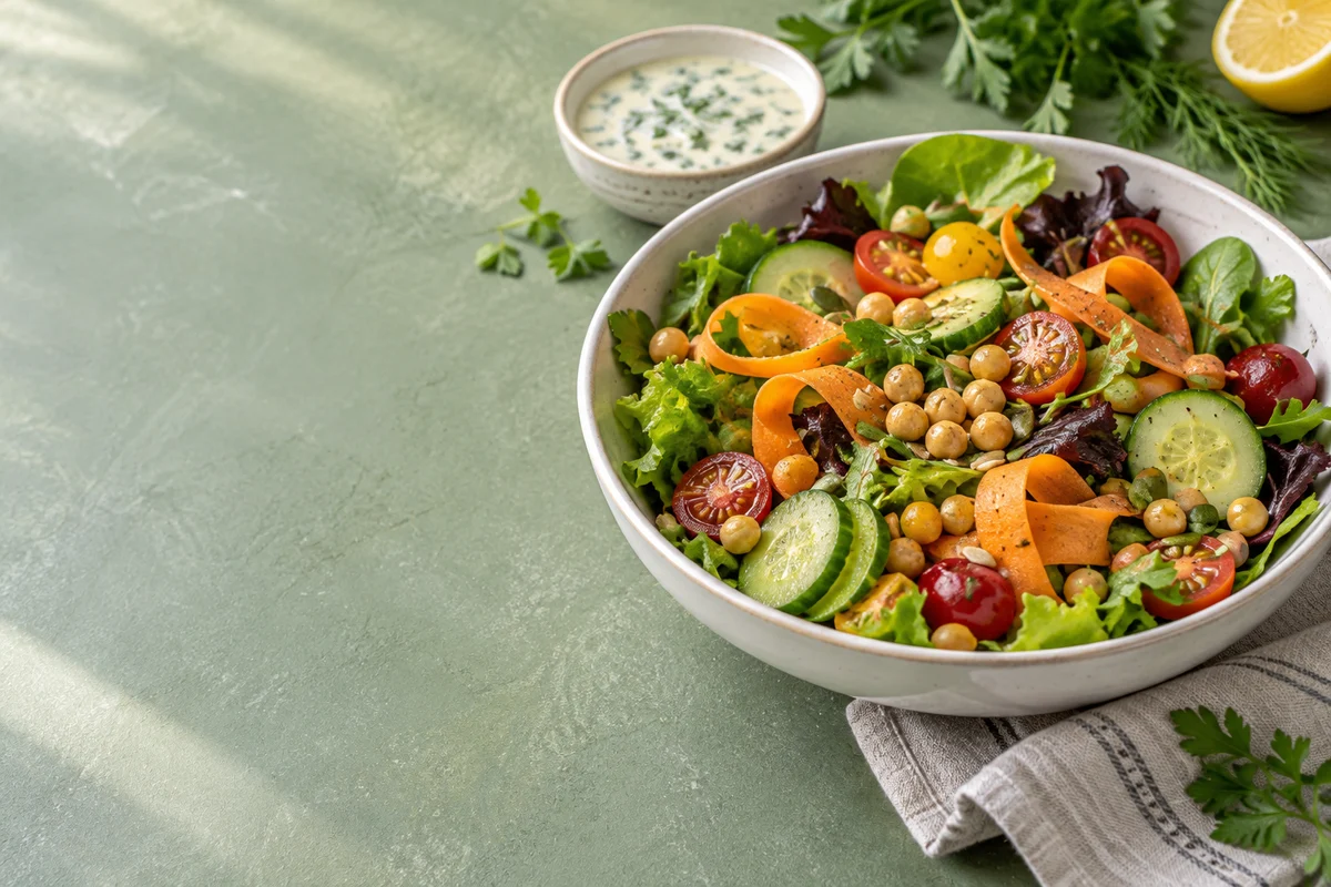 Fotografia ilustrativa para Guia de Saladas Receitas, molhos e combinações.
